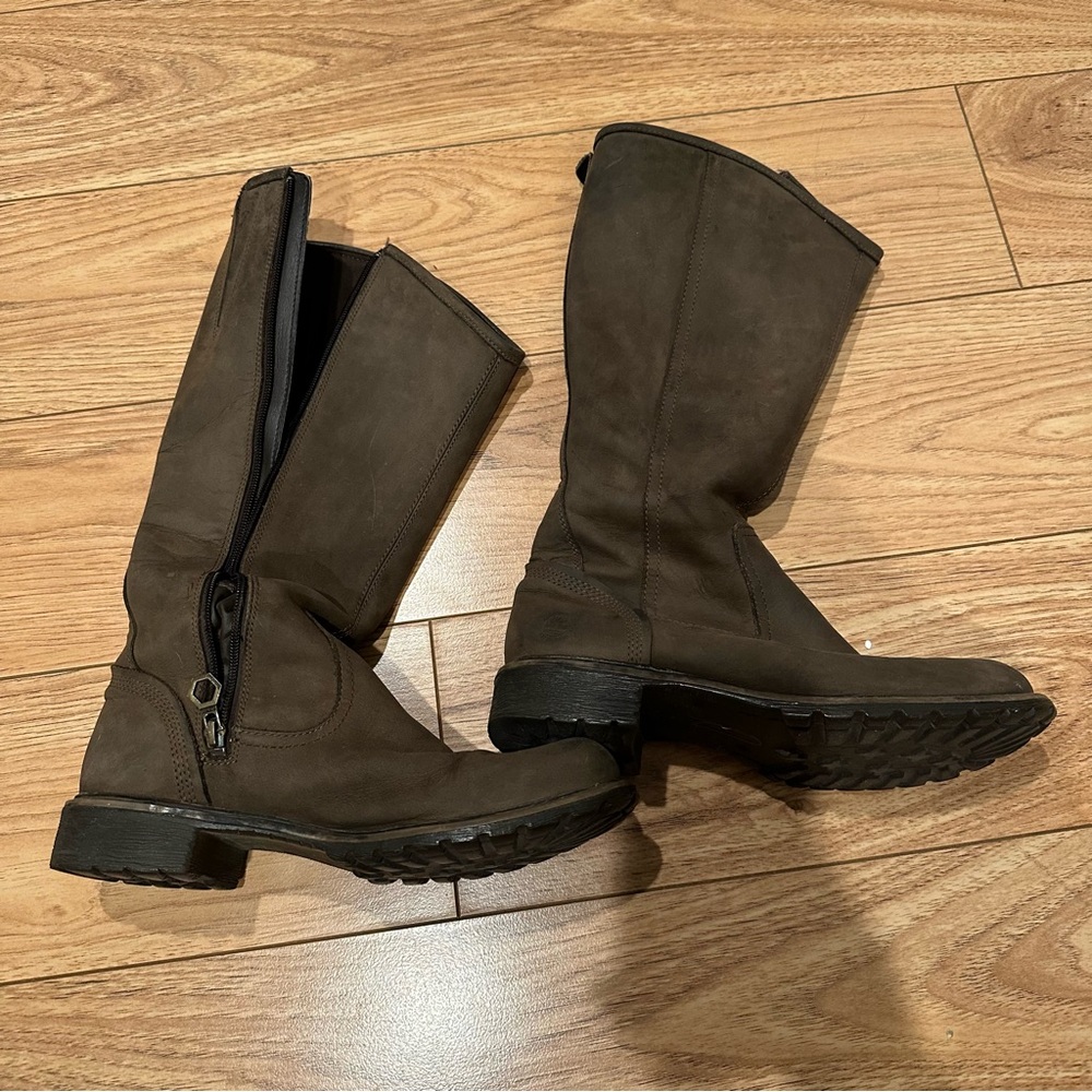 timberland brown leather riding boots size 9